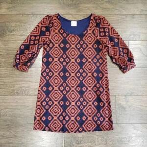 Lita Geometric Design Half Sleeve Shift Dress Size Small